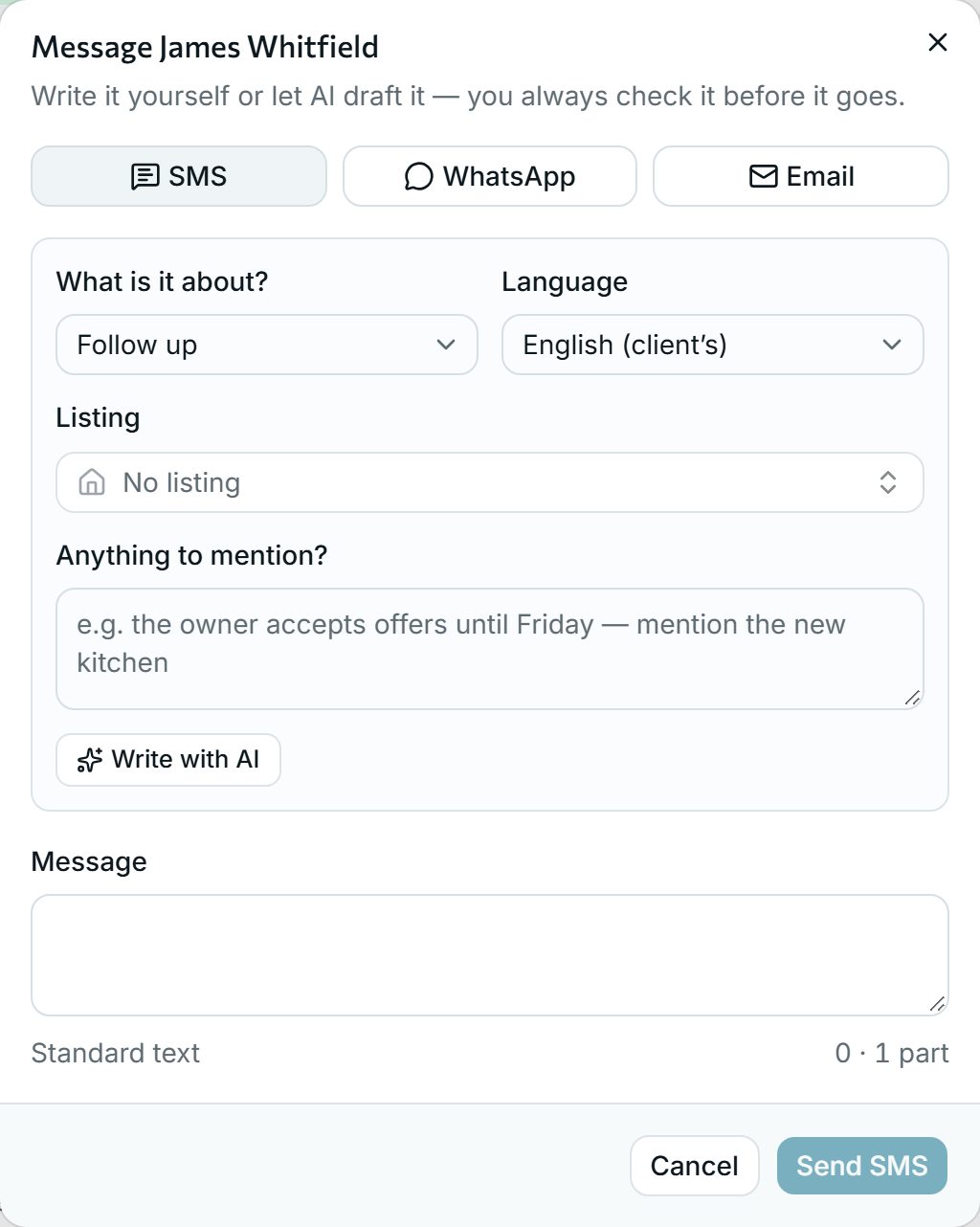 Choose how to reach the client
